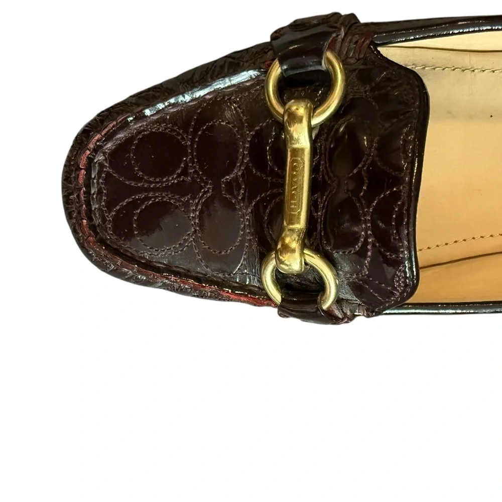 Coach Eve Brown Leather Loafers with Gold Hardware 6 1/2 B